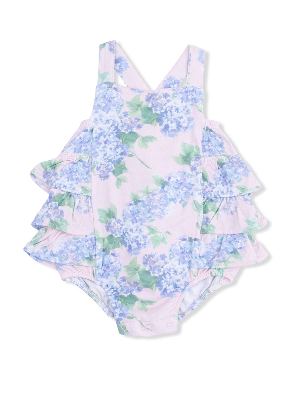 Angel Dear Hydrangeas Ruffle Sunsuit Bubble Romper 6-12 18-24 months